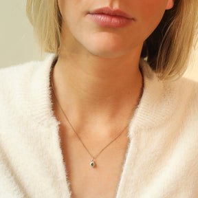 Tiny Lady Diana green tourmaline pendant | 9K