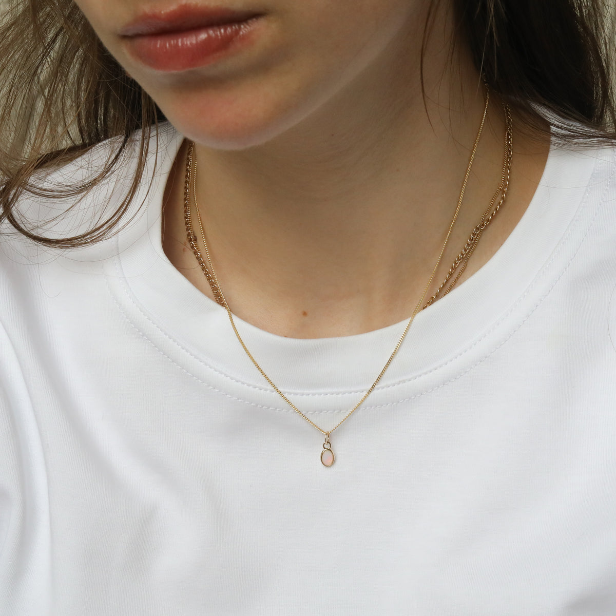 Opaal Birthstone Hanger Oktober | 14K Goud